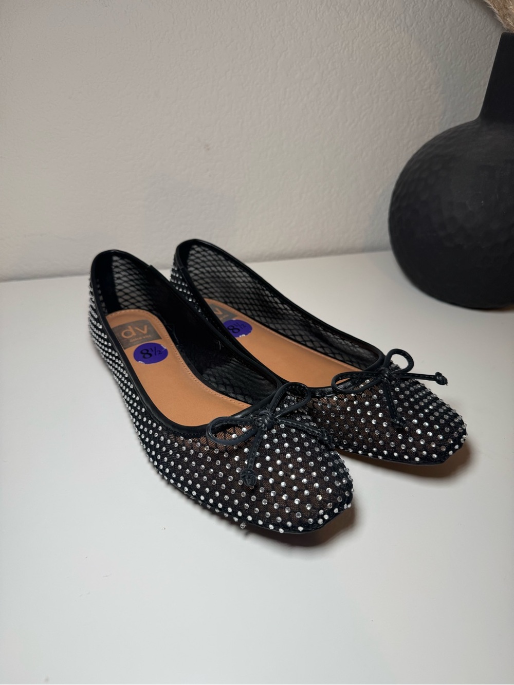 DV by Dolce Vita black rhinestone mesh ballet flats size US 8.5